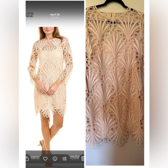 Elie Tahari NEW elegant mini all over lace dress fully lined, peach color - Picture 1 of 13